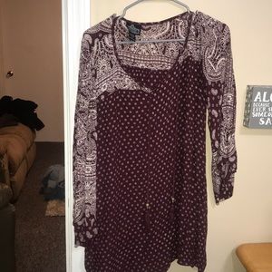 Pattern long sleeve dress